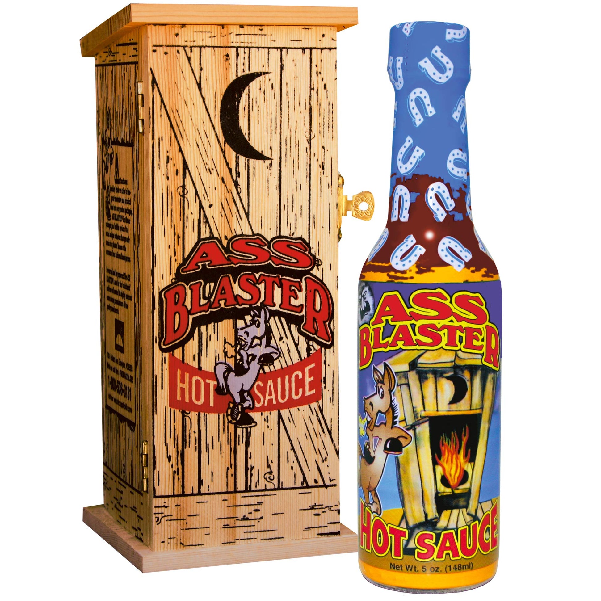 ASS BLASTER Premium Gourmet Hot Sauce - Habanero Gift Set, 148 ml, Outhouse Box, Perfect for Spicy Food Lovers