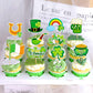 Ercadio 30 Pack Happy St Patrick'S Day Cupcake Toppers Glitter Four Leaf Clover Shamrock Cupcake Picks Green Hat Cupcake Toppers
