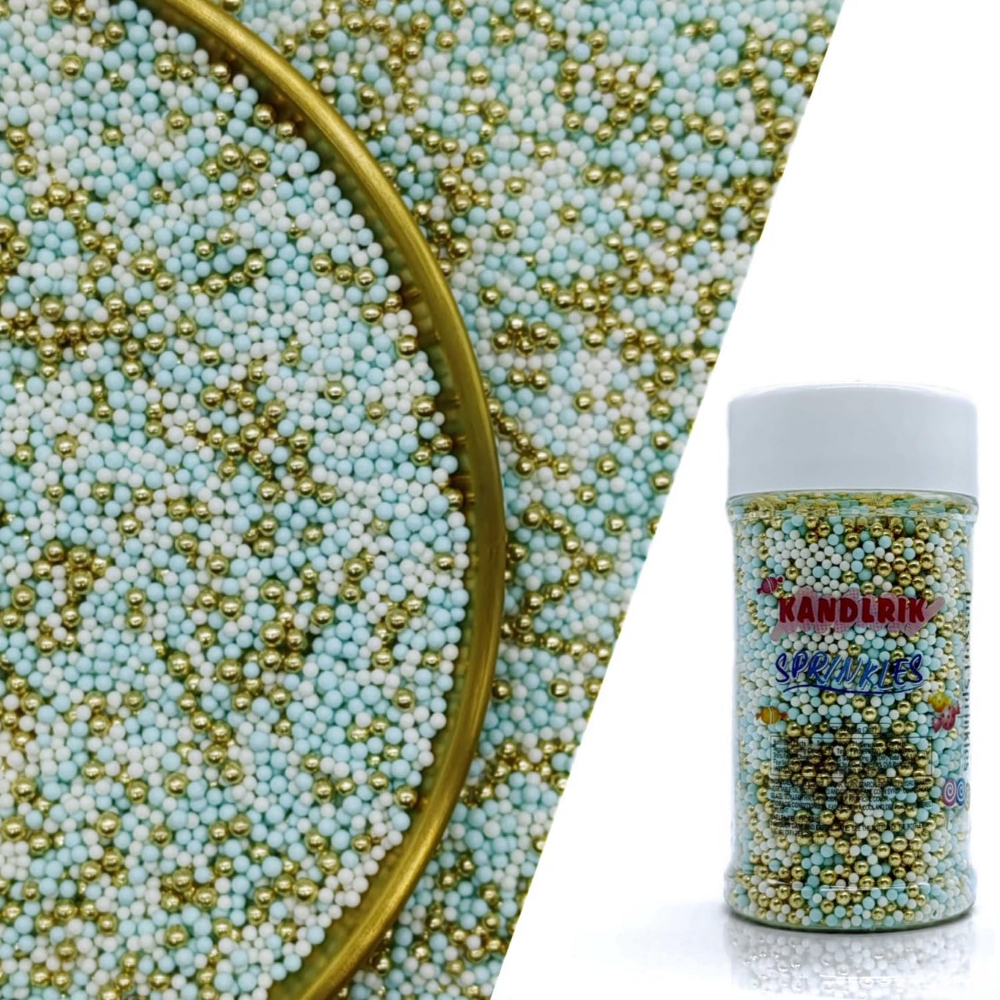 Edible Blue & White & Super Gold Pearl Sugar Sprinkles Candy 2mm Mini Pearls Cake Decorations Cupcake Toppers Cookie Decorating 