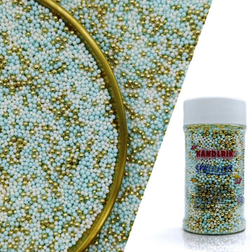 Edible Blue & White & Super Gold Pearl Sugar Sprinkles Candy 2mm Mini Pearls Cake Decorations Cupcake Toppers Cookie Decorating 