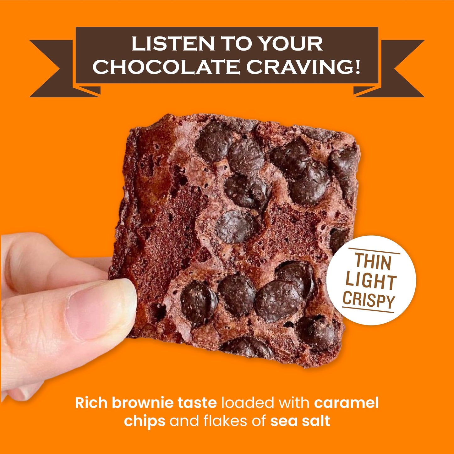 Brownie Brittle - Salted Caramel Thin and Crispy Sweet Snacks (Pack of 6, 5 oz), Rich Gourmet Brownie Bites Dessert