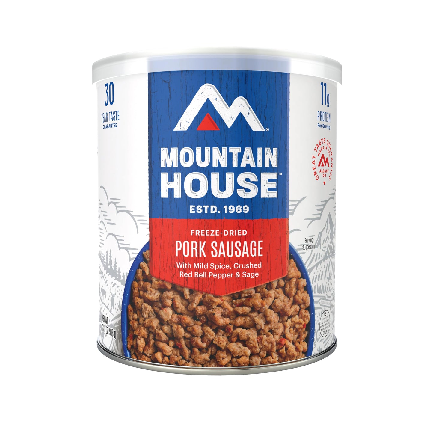 Mountain House Pork Sausage & Freeze-Dried Food For Camping, 25 Servings, 30-Year Shelf-Life