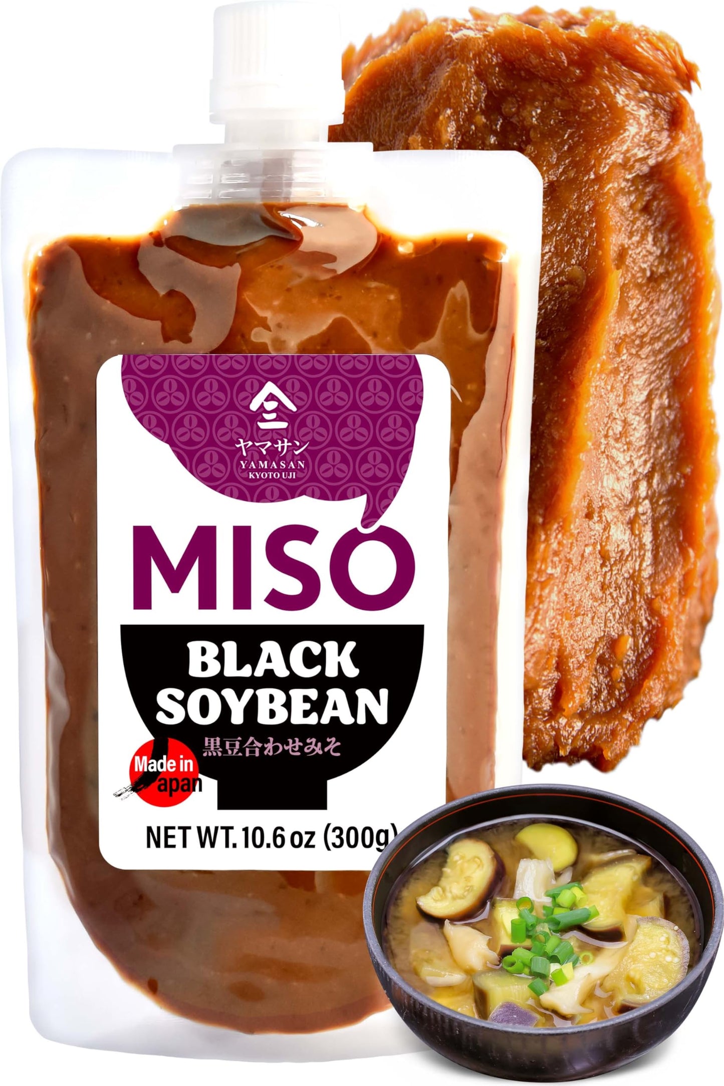 Awase Miso Paste, Black bean, Handmade in Kyoto Japan 300g(10.58OZ),NON-GMO,NON-MSG?YAMASAN?