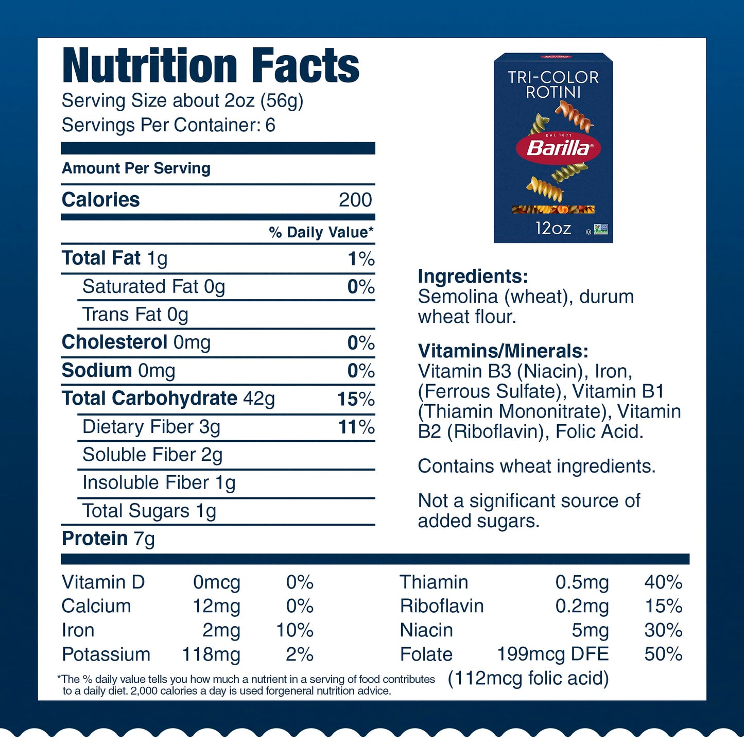 Barilla Tri-Color Rotini Pasta, 12 oz. Box - Non-GMO Pasta Made with Durum Wheat Semolina - Kosher Certified Pasta