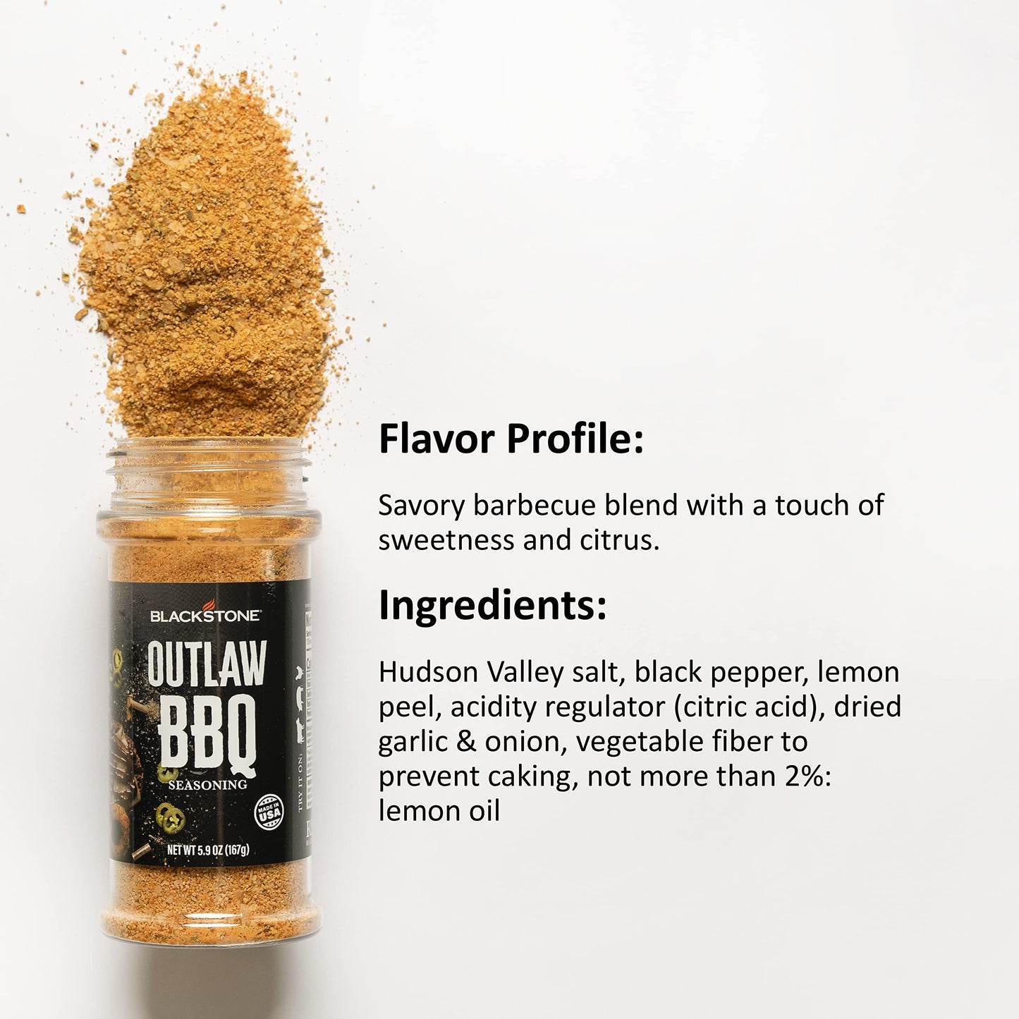 Blackstone 4160 Outlaw Bbq Powder For Beef, Poulty, Pork, Chicken, Fries, Steaks Tasty Spices With Sweetness And Citrus, All-Pur