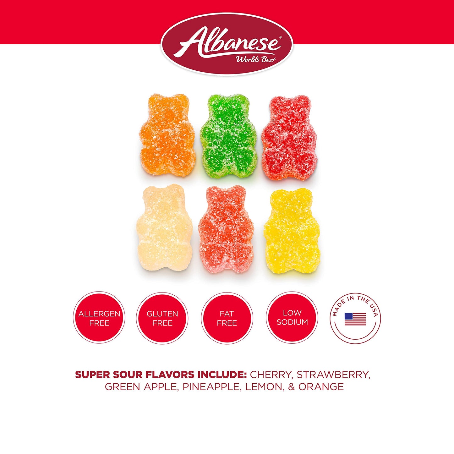 Albanese Candy, Sour Assorted Fruit Gummi Bears, 4.5-pound Bag