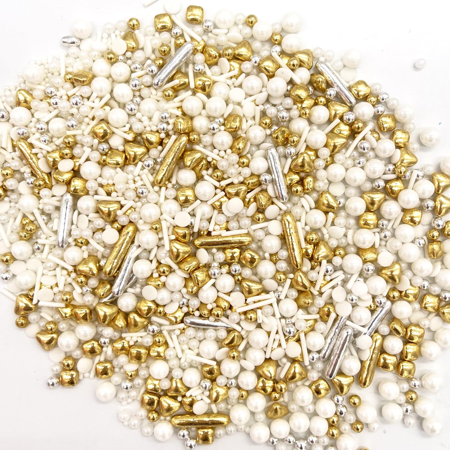Weraru White Deluxe Gold Sprinkles Candy Mixing Size Baking Edible Cake Decorations Cupcake Toppers Cookie Decorating Celebratio
