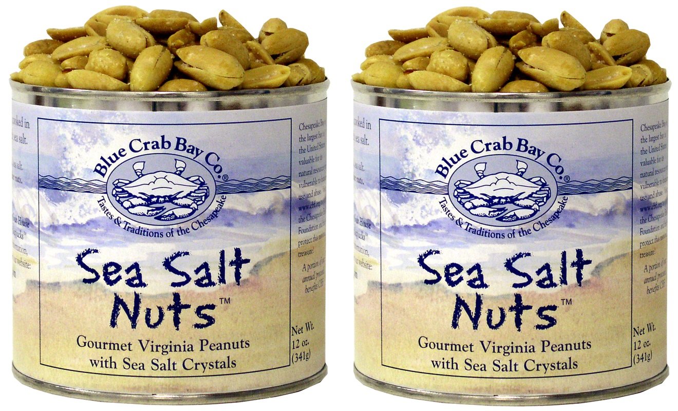 Blue Crab Bay Sea Salt Nuts - 12 Oz. Tin (Pack of 2)