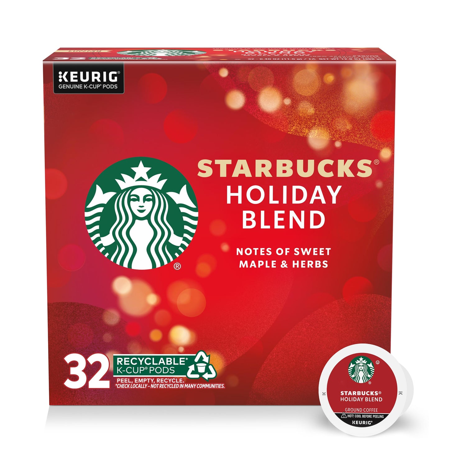Starbucks K-Cup Coffee Pods, Medium Roast, Holiday Blend, 32 Count, Limited Edition