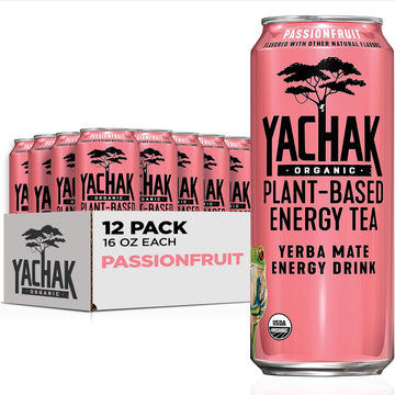 Yachak Yerba Mate Drink, Passionfruit Flavor, 16 Fl Oz (Pack of 12), Liquid