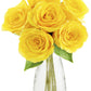 KaBloom Yellow Sunshine Bouquet - 6 Fresh Cut Yellow Roses with Vase - Model KADF1330-V149-A999