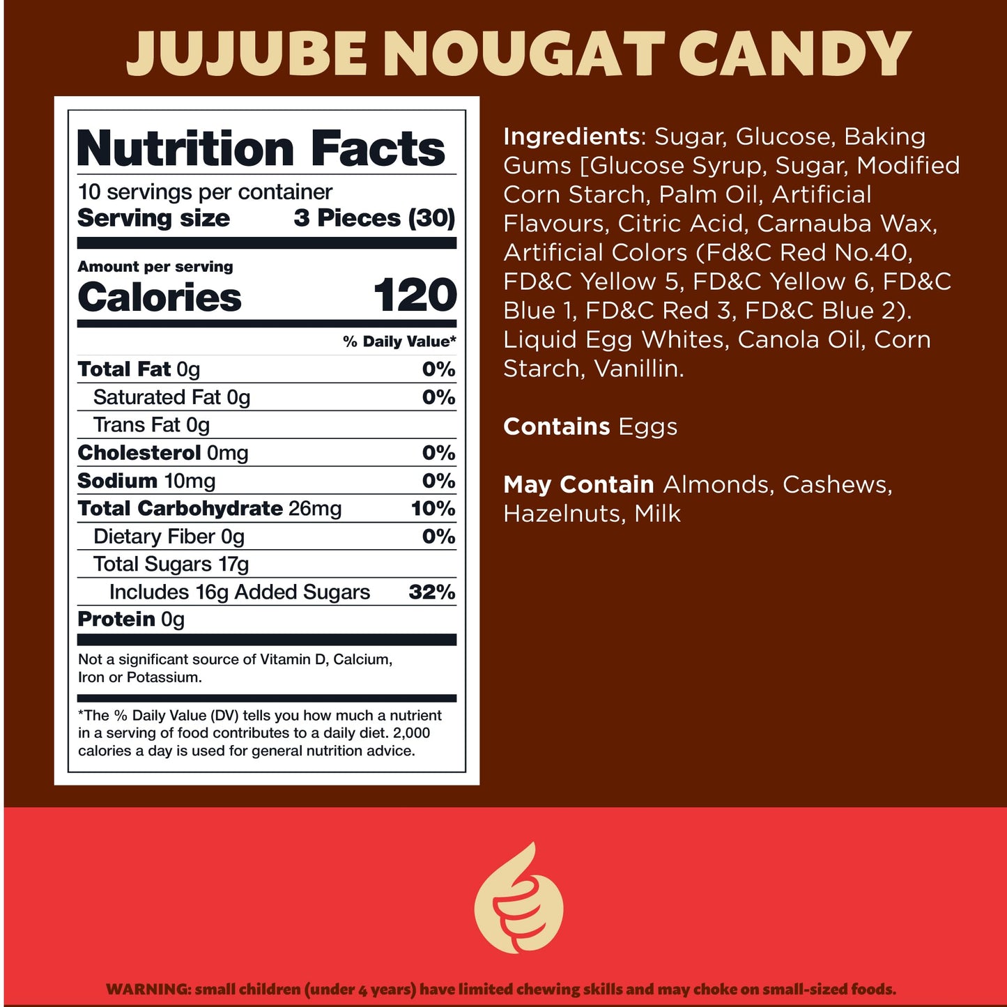 Jujube Nougat Candy With Fruit Jelly Pieces, Individually Wrapped, 11-Ounce Pack (About 30 Pieces)