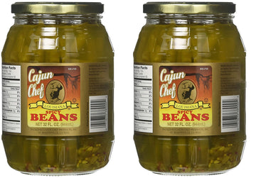 Cajun Chef Louisiana Spicy Green Beans - 32 Oz (Pack Of 2) - Bold Cajun Flavor - Perfect For Hors D'Ouevres, Cocktail Parties, As A Salad Garnish, Bloody Marys And More - Versatile And Delicious