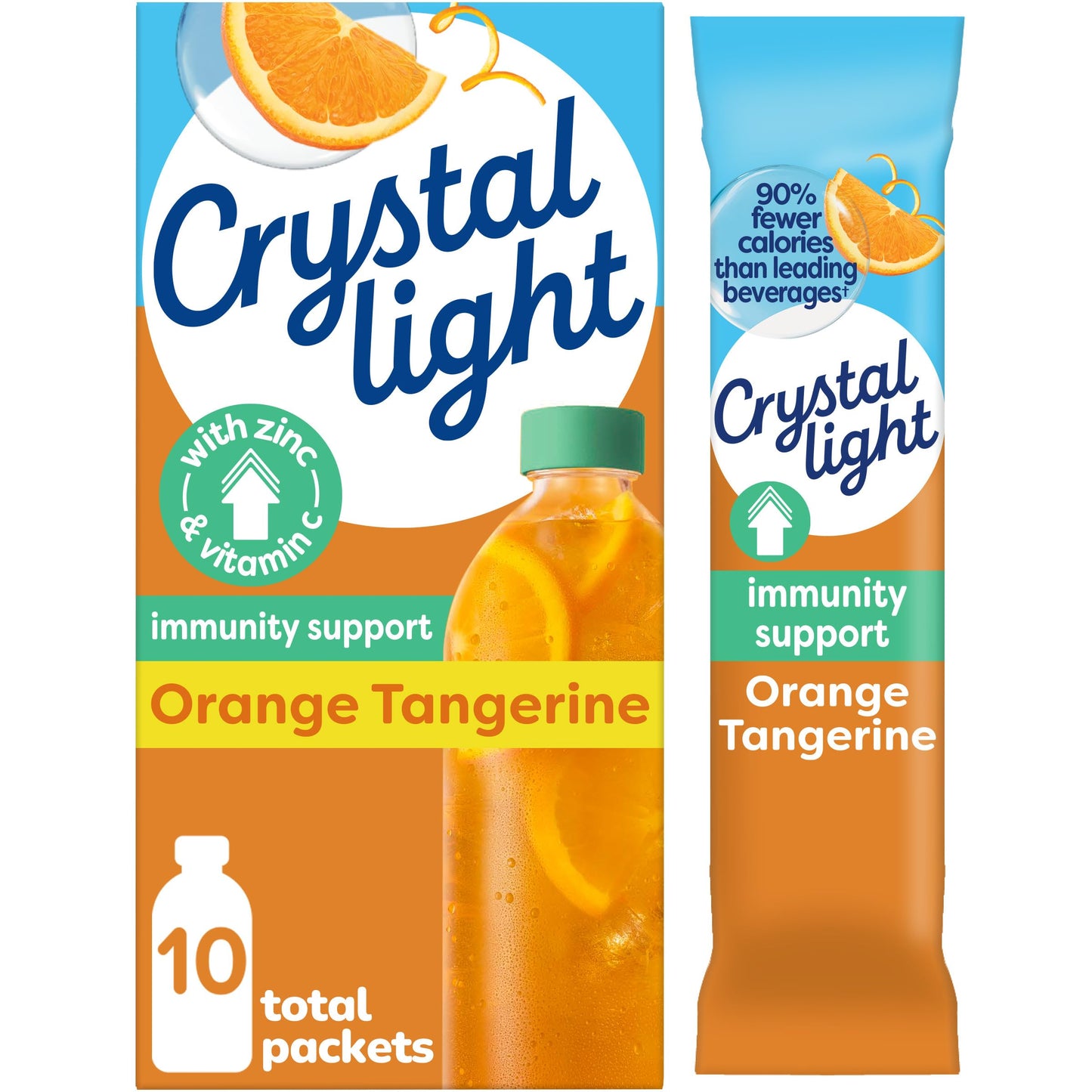 Crystal Light Immunity Support Orange Tangerine Natural Flavor With Other Natural Flavor Powdered Drink Mix  .07 Oz Packets  10 Per Box