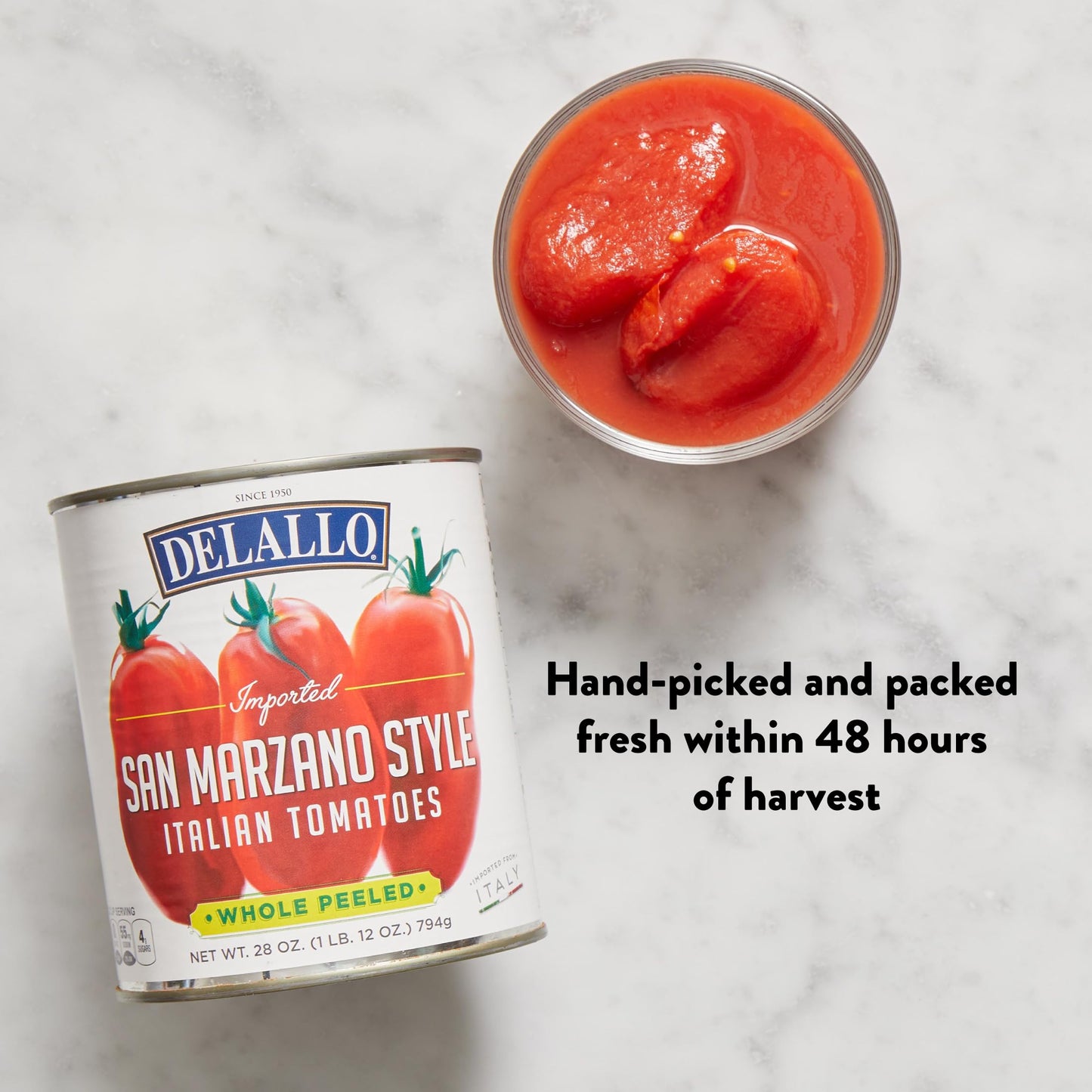 DeLallo San Marzano Style Whole Peeled Tomatoes, 28 Ounce Can, 3 Pack, Non-GMO, Italian Plum Tomatoes Packed in Rich Puree