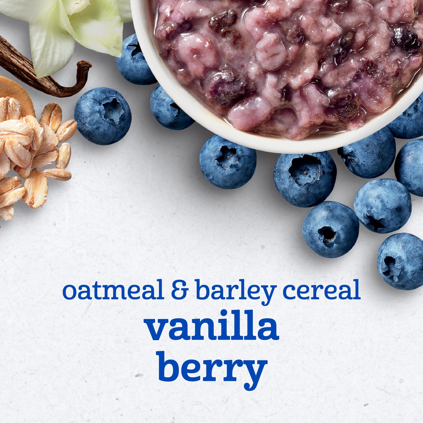 Gerber Toddler Food, Baby Food, Breakfast Oatmeal With Barley, Vanila Berry Flavor, Cereal, Iron Helps Support Brain Development, 8 Pack