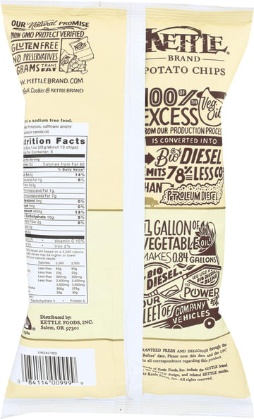 Kettle Foods, Chips Potato Unsalted, 5 Ounce