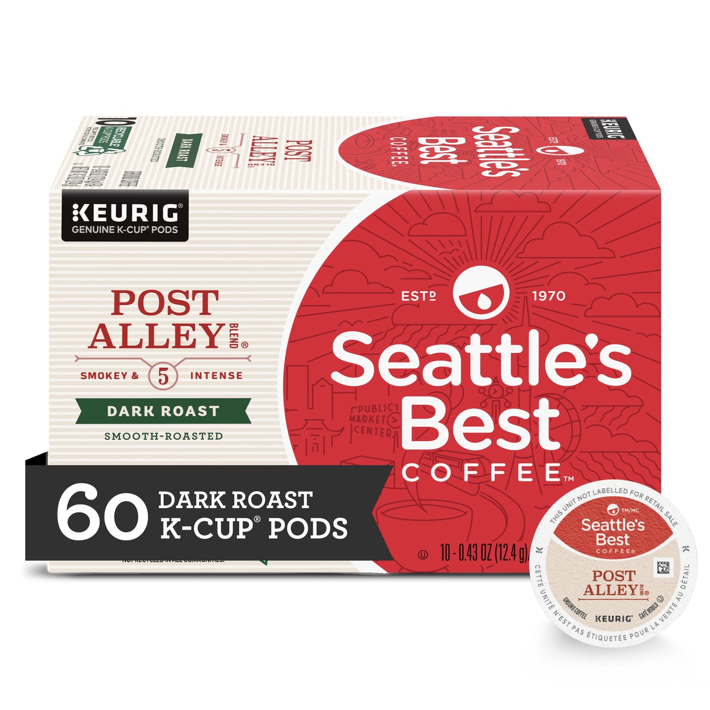 Seattles Best Coffee Post Alley Blend Dark Roast K-Cup Pods | 6 Boxes Of 10 (60 Total Pods)