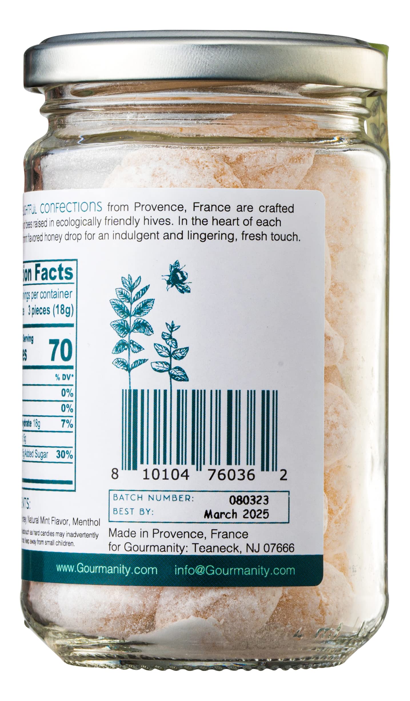 Gourmanity Honey Drops Mint Candy, Cooling Mint Flavored Liquid Honey, Soothes Your Palate, Ideal Hostess Or Holiday Gift, Made