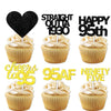 18pcs Black Gold Glitter Dessert Cupcake Pick for Straight Outta 1930 Cheer to 95 Years Old Theme Decor Supplies Happy 95th Birt