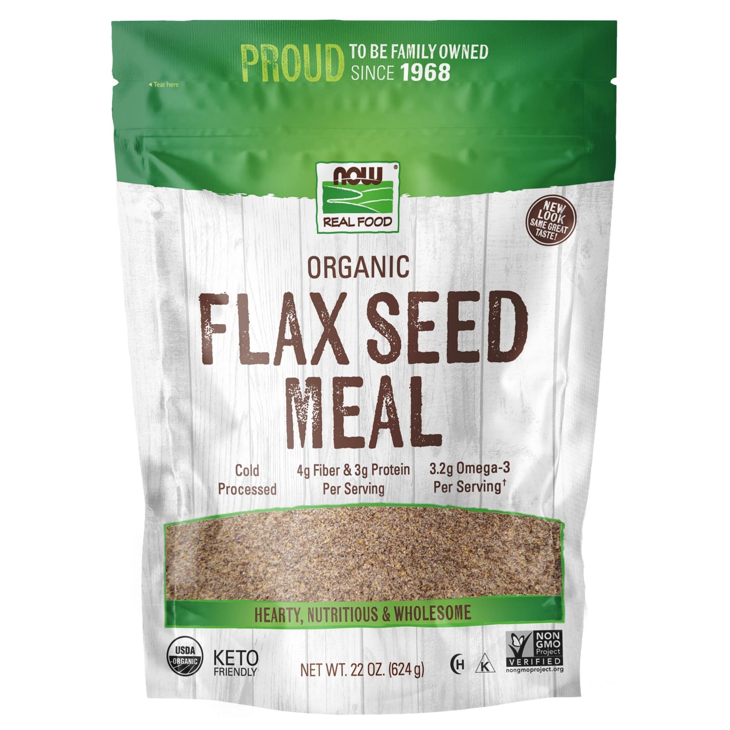 Now Foods, Organic Flax Seed Meal, Source Of Essential Fatty Acids And Fiber, Cold-Processed, Certified Non-Gmo, 22-Ounce (Packaging May Vary)
