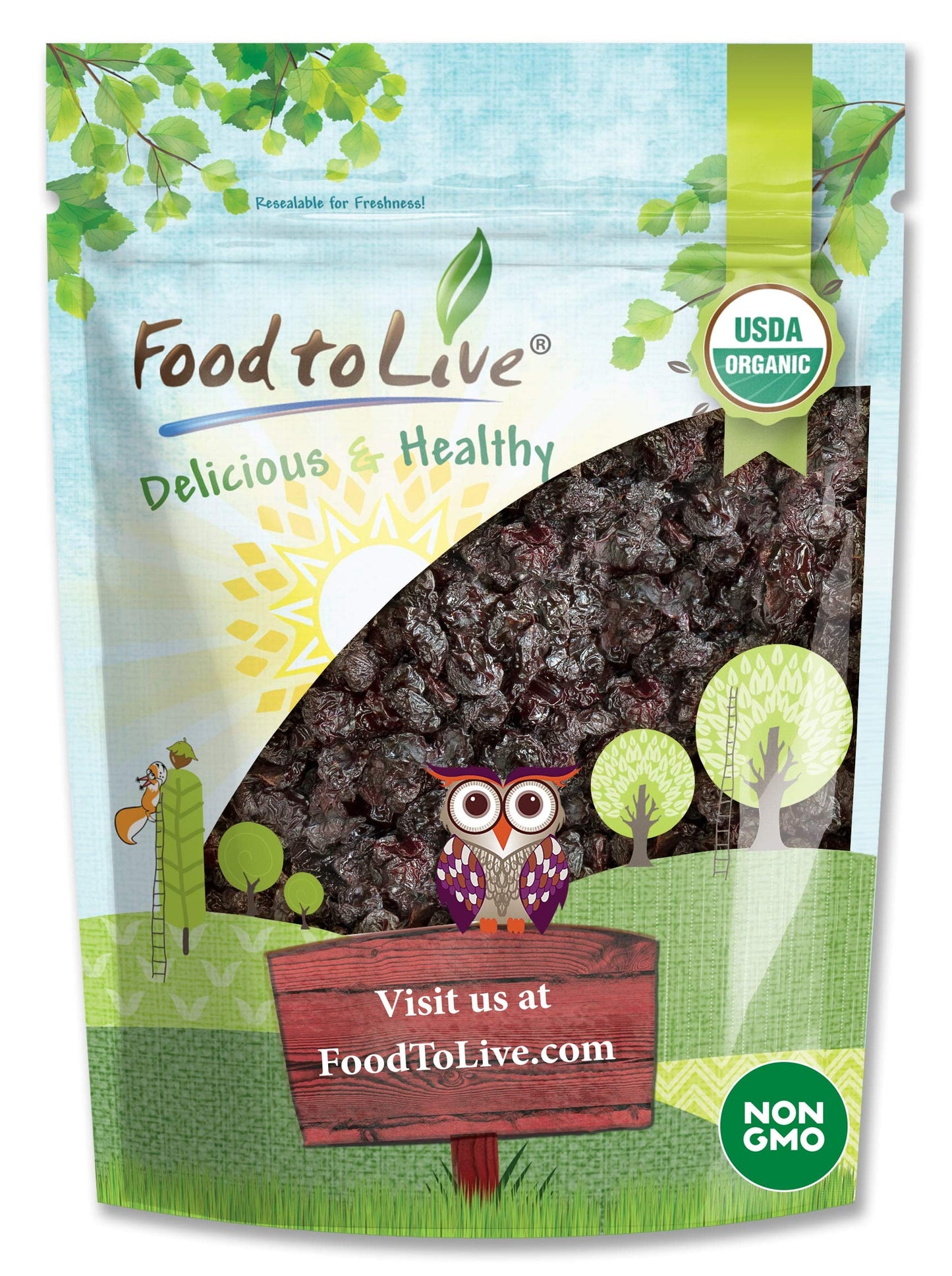 Food to Live Organic Dried Sour Cherries, 4 Pounds - Pitted Cherry Fruit, Non-GMO, Raw, Sun-Dried, Unsweetened, Unsulfured, No O
