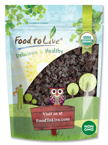 Food to Live Organic Dried Sour Cherries, 4 Pounds - Pitted Cherry Fruit, Non-GMO, Raw, Sun-Dried, Unsweetened, Unsulfured, No O