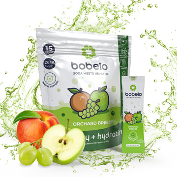 Bobelo Self Carbonating Hydration Packets, Low Calorie Drink Mix, Electrolytes Powder, Keto Friendly, Sugar Free, Orchard Breeze