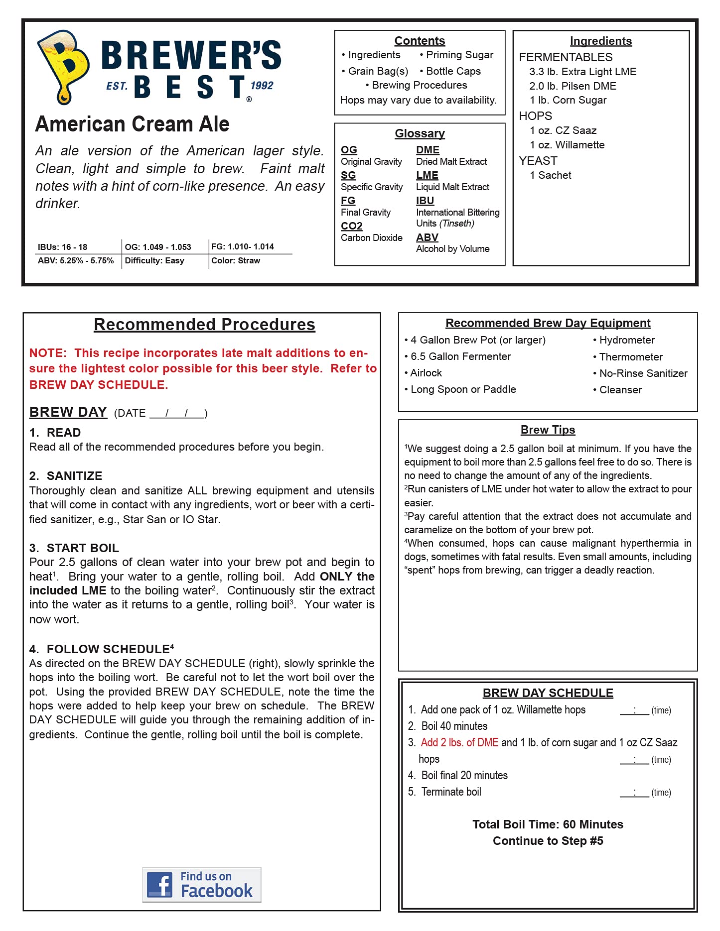 malt-inspired Best American Cream Ale Homebrew Kit - 5 Gallon - Limited Edition - Yellow