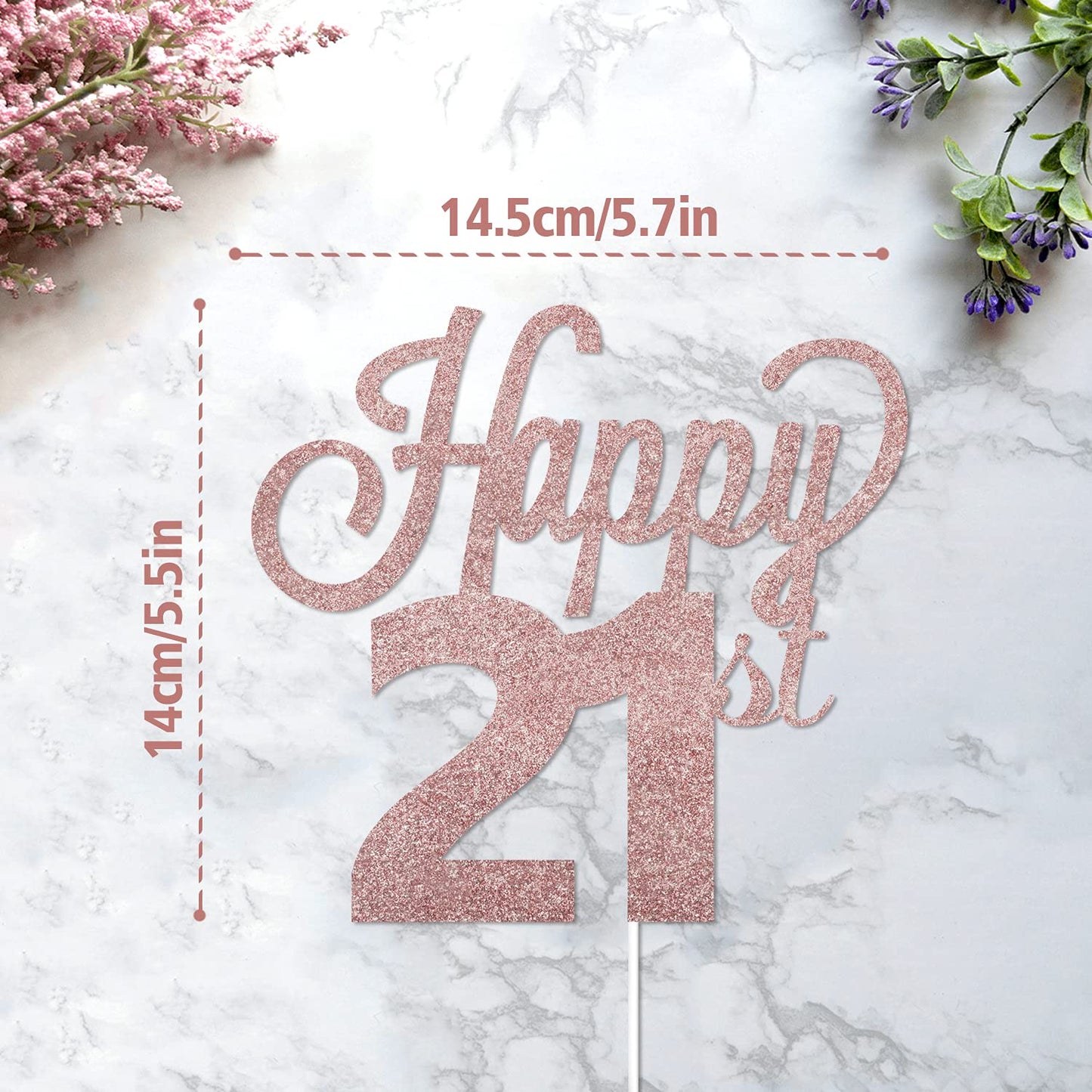 Lingteer Happy 21St Birthday Cake Topper - Cheers To 21St Birthday 21 Years Old Birthday Party Cake Decorations Sign.