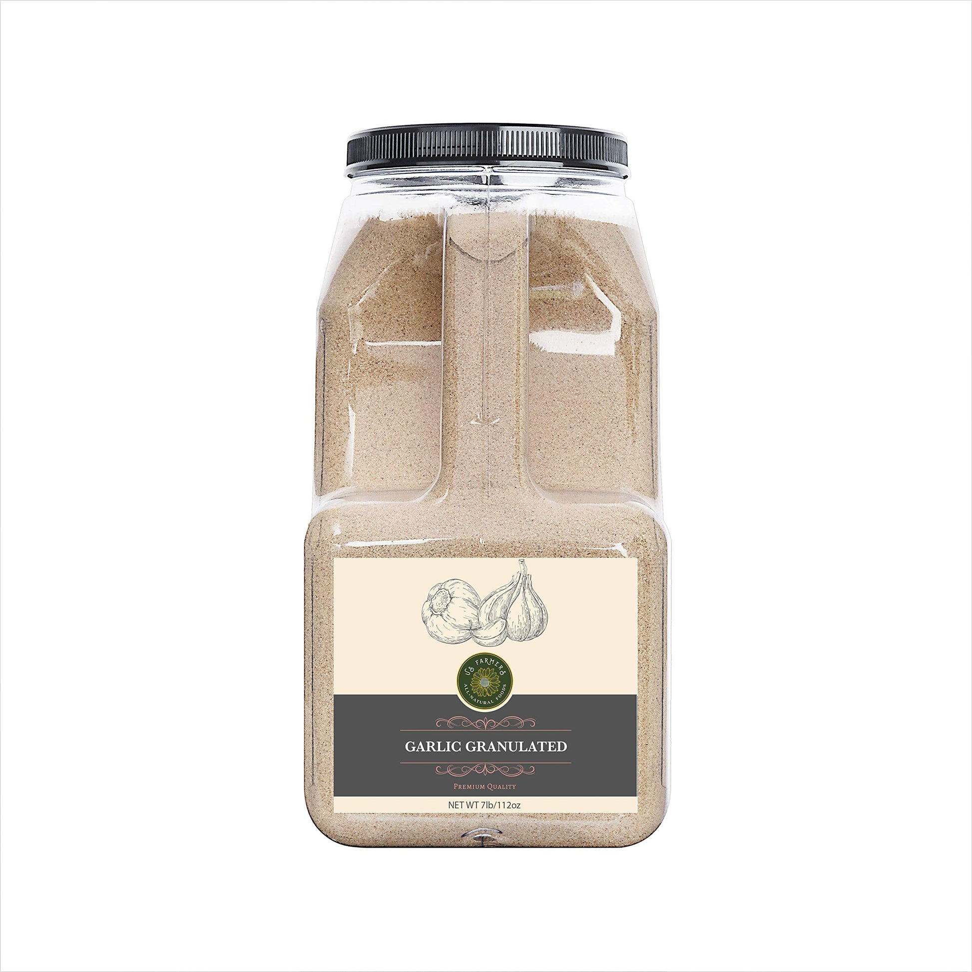 Us-Farmers Natural Premium Quality Granulated Garlic In Jar, 7 Lb