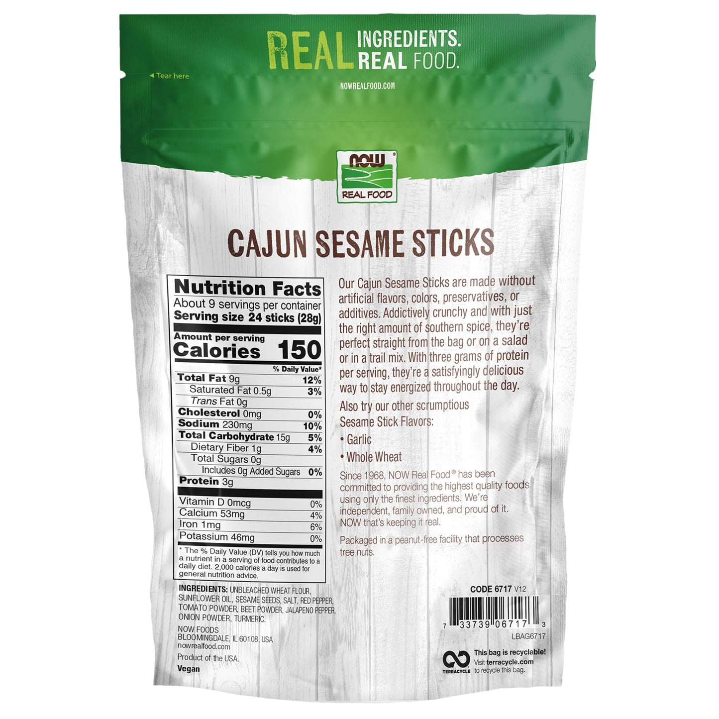 Now Foods, Cajun Sesame Sticks, Product Of The Usa, No Preservatives, Additives Or Hydrogenated Oils, Delicious Spicy Cajun Flav