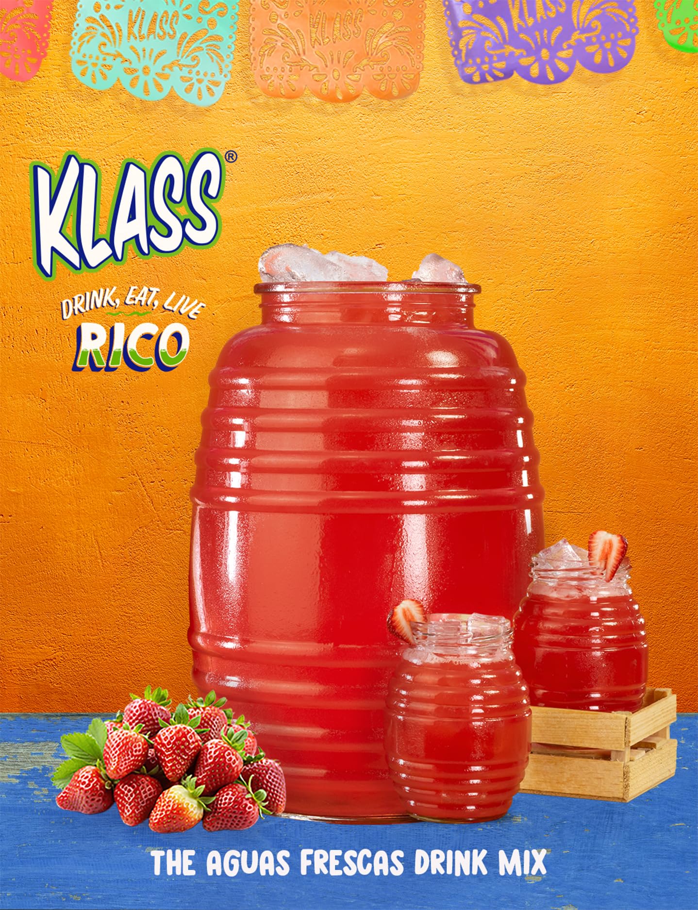Klass Aguas Frescas Drink Mix Tropical Variety Pack; Strawberry, Grape, Tropical Punch & Orange, Natural Flavors, With Vitamin C