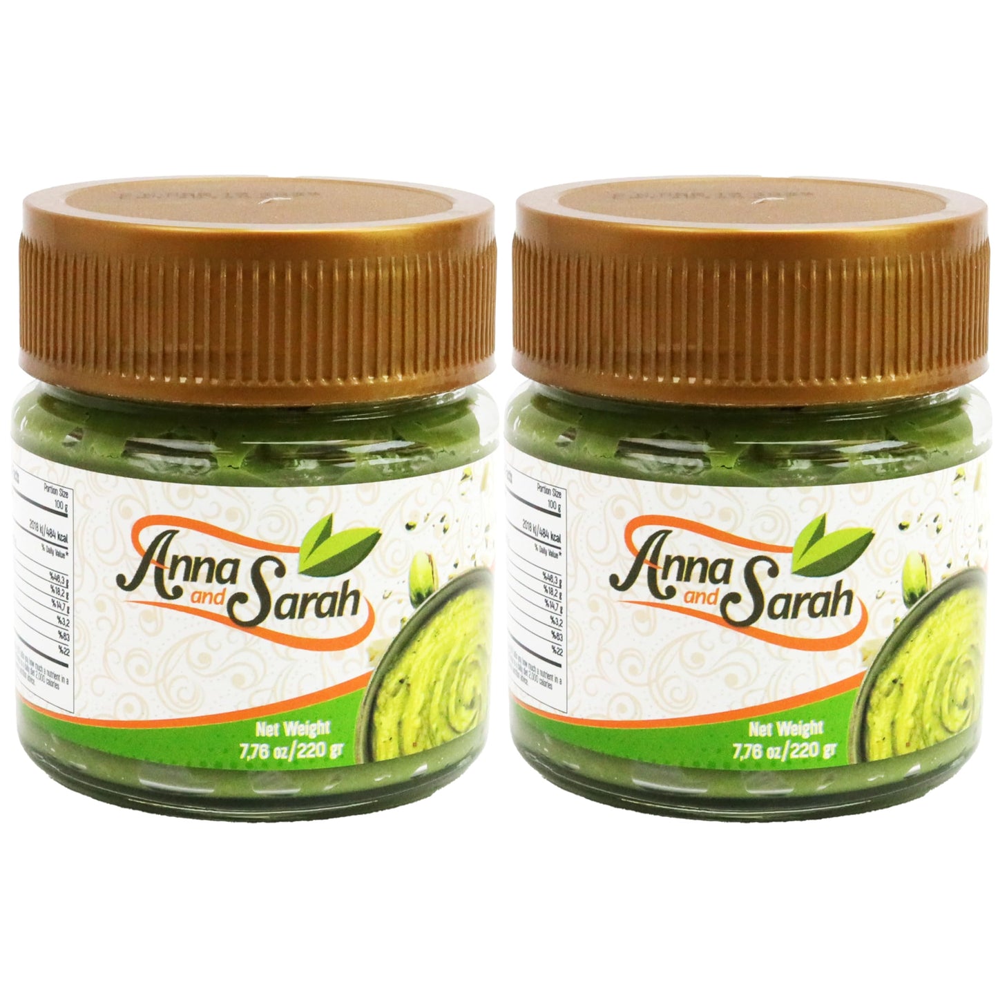 Anna and Sarah Pistachio Butter Spreadable Cream, 2 Pack, 7.75 oz, Glass Jar, Rich & Nutty Flavor for Knafeh and Desserts