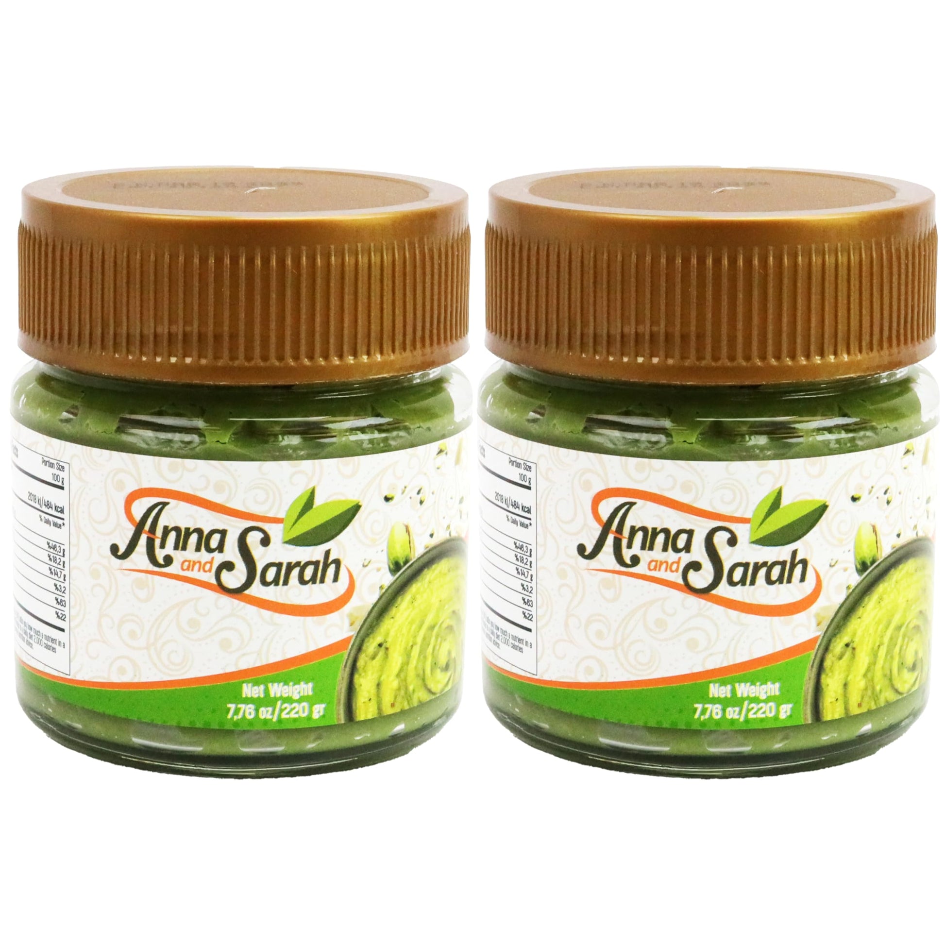 Anna and Sarah Pistachio Butter Spreadable Cream, 2 Pack, 7.75 oz, Glass Jar, Rich & Nutty Flavor for Knafeh and Desserts