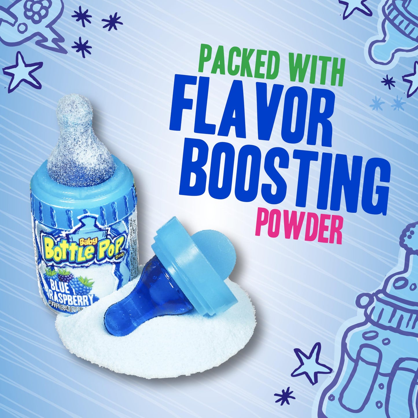 Baby Bottle Pop Party Pack 18 Count - Valentines Day Candy Bulk, Variety Individually Wrapped Lollipops w/ Powdered Sugar Dip i