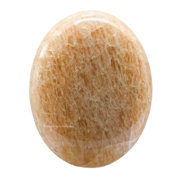 Cream Moonstone Palm Stone - Pocket Massage Worry Stone For Natural Body Chakra Balancing, Reiki Healing And Crystal Grid