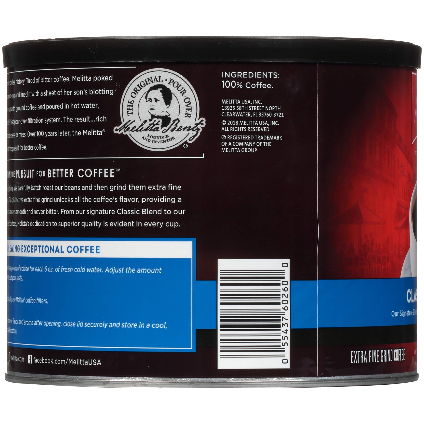 Melitta Classic Blend Coffee, Medium Roast, Extra Fine Grind, 22 Ounce Can (Pack Of 6)