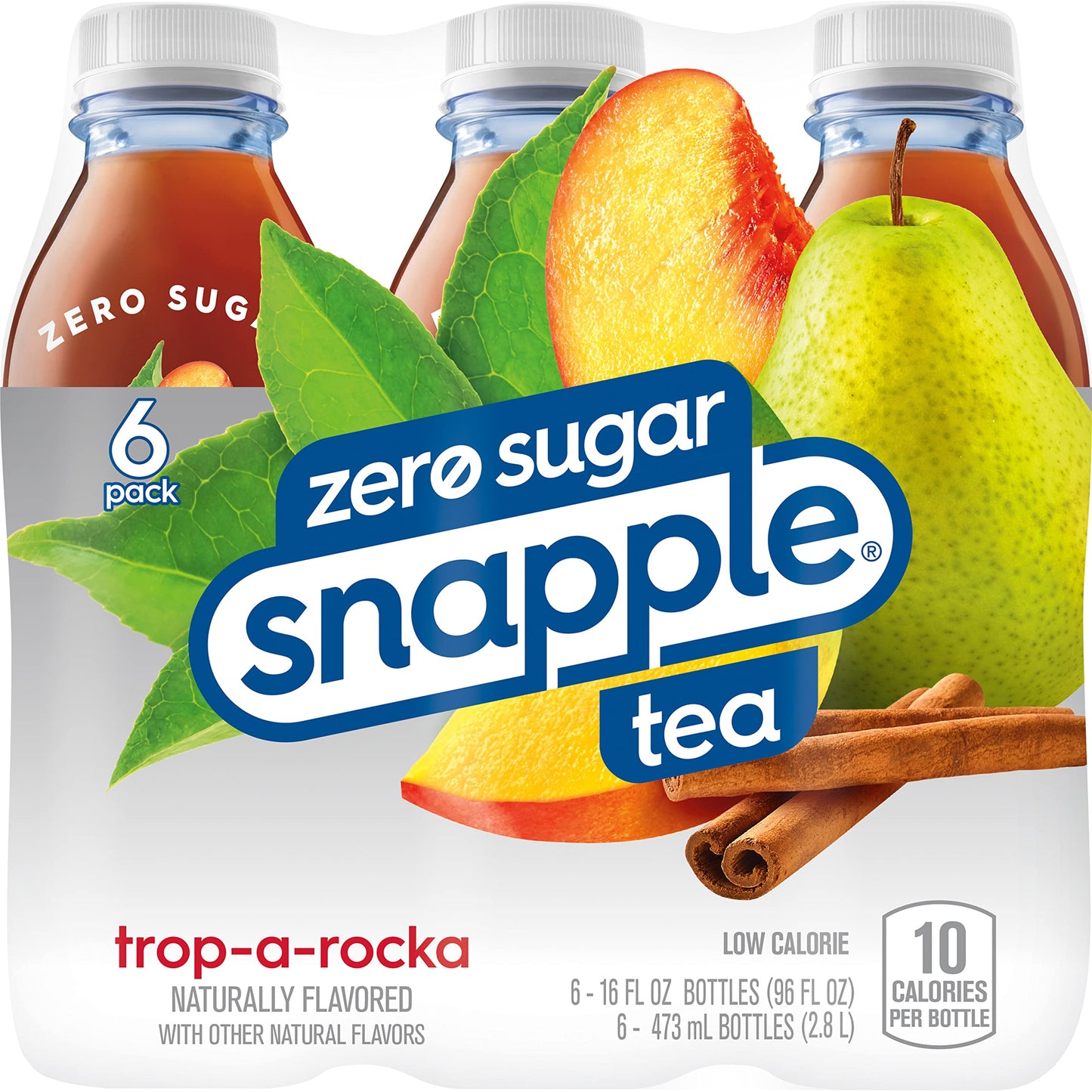 Snapple Zero Sugar Trop-A-Rocka Tea, 16 Fl Oz Recycled Plastic Bottle, 6 Pack