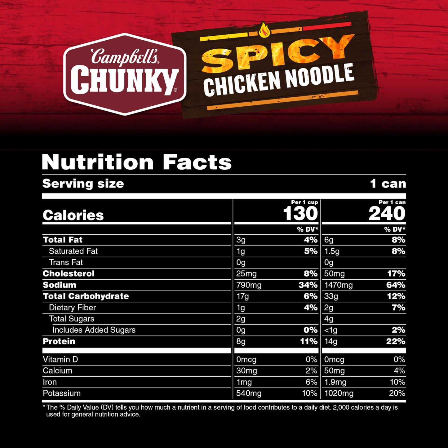 Campbell'S Chunky Soup, Spicy Chicken Noodle Soup, 16.1 Oz Can (Case Of 8)