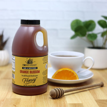 Honey Feast - Raw Orange Blossom Honey | From American Organic Floral Sources | Unfiltered & Pure | Fresh From Florida Superfood