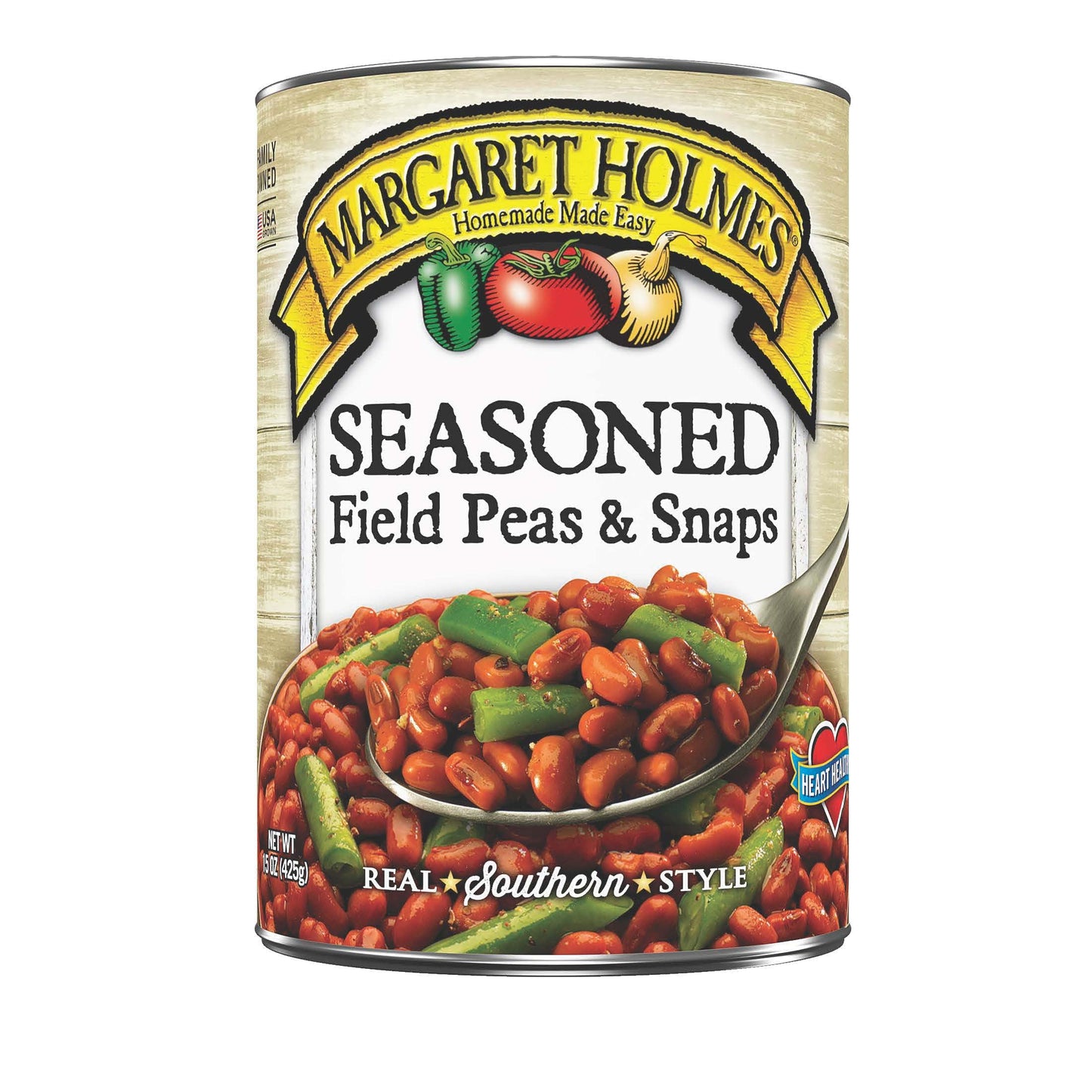 Margaret Holmes, Seasoned Field Peas & Snaps, 15oz Can (Pack of 6)