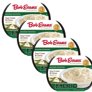 Bob Evans Sour Cream & Chives Mashed Potatoes - Made with Fresh Gluten Free Potatoes - No Artificial Colors or Flavors - Ready S