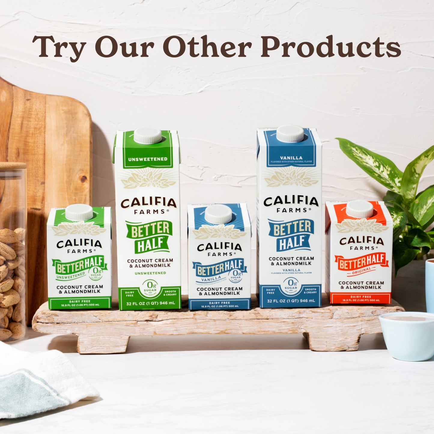 Califia Farms - Unsweetened Better Half, Half and Half Substitute, 16.9 Oz, Almond Milk, Coconut Cream, Coffee Creamer, Keto, Sh