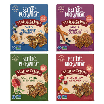 Maine Crisp Variety 4 Pack  Gluten Free ers - Snack ers  Grain Free  Non-GMO - Cranberry Almond  Cinnamon Maple  Savory Fig & Thyme  Wild Blueberry Walnut  For Cheese Boards  Salad Toppings & Jams