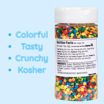 Bakerpan Quins Rainbow Sprinkles For Cake Decorating - 5.87 Ounces - Crunchy Rainbow Edible Confetti Sprinkles For Cupcakes, Ice
