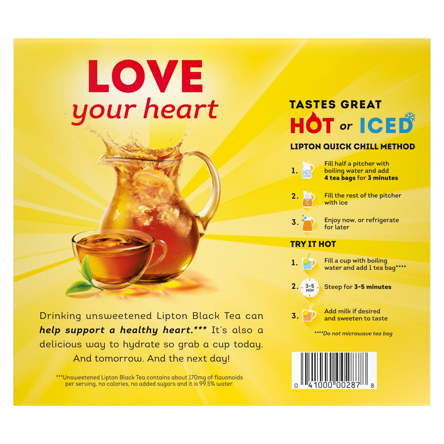 Lipton Black Tea Bags, Hot or Iced, 100 Count, Pack of 1, Model 69551512
