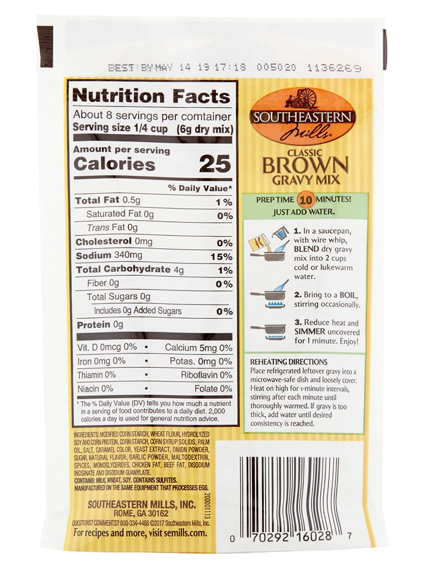 Southeastern Mills Brown Gravy Mix, 1.76-Ounce (Pack of 24)