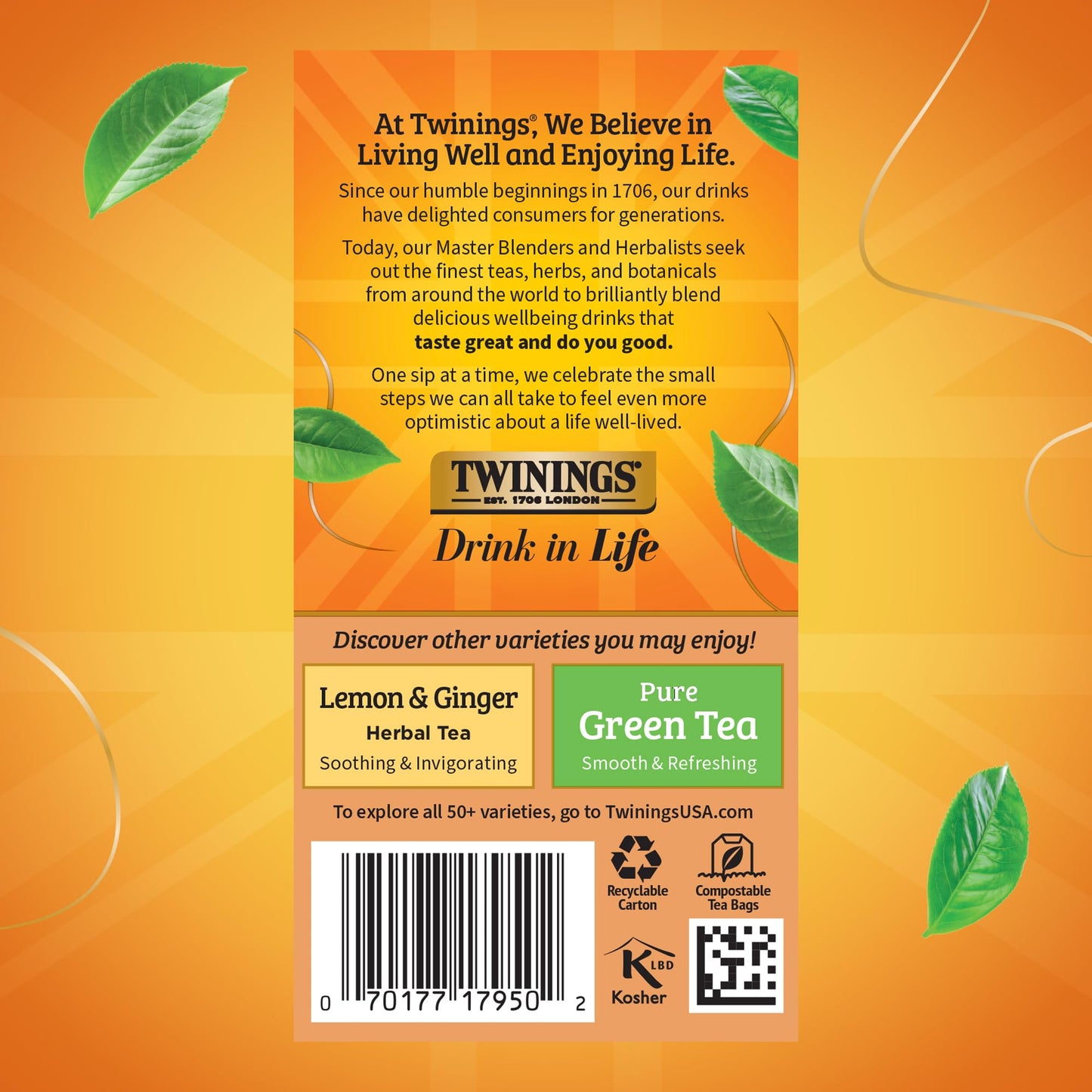 Twinings Herbal Tea, Orange & Cinnamon Spice, Naturally Caffeine-Free, 20 Count (Pack of 6), 120 Teabags