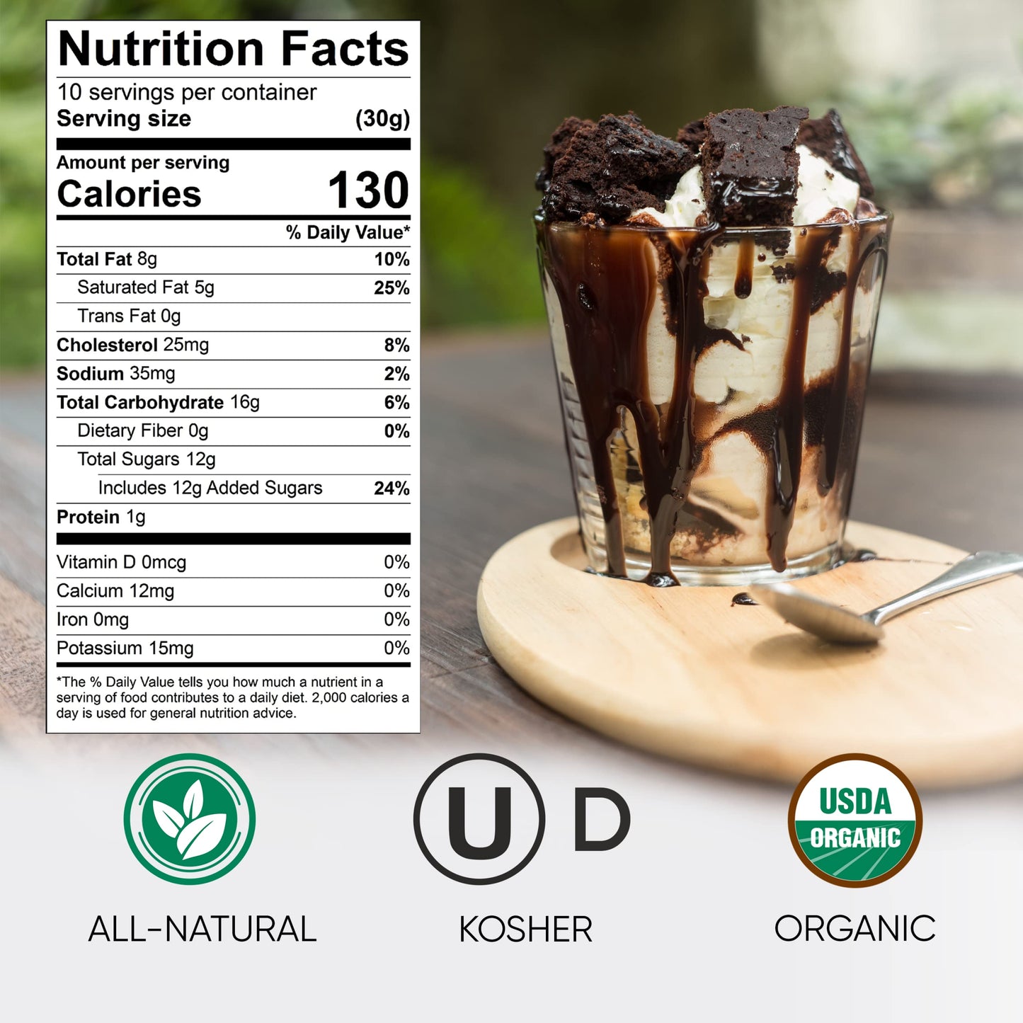 King's Cupboard Organic Hot Fudge Sauce - The Perfect Hot Chocolate Sauce for Topping Ice Cream & Desserts, Coffee Drizzle, Baki